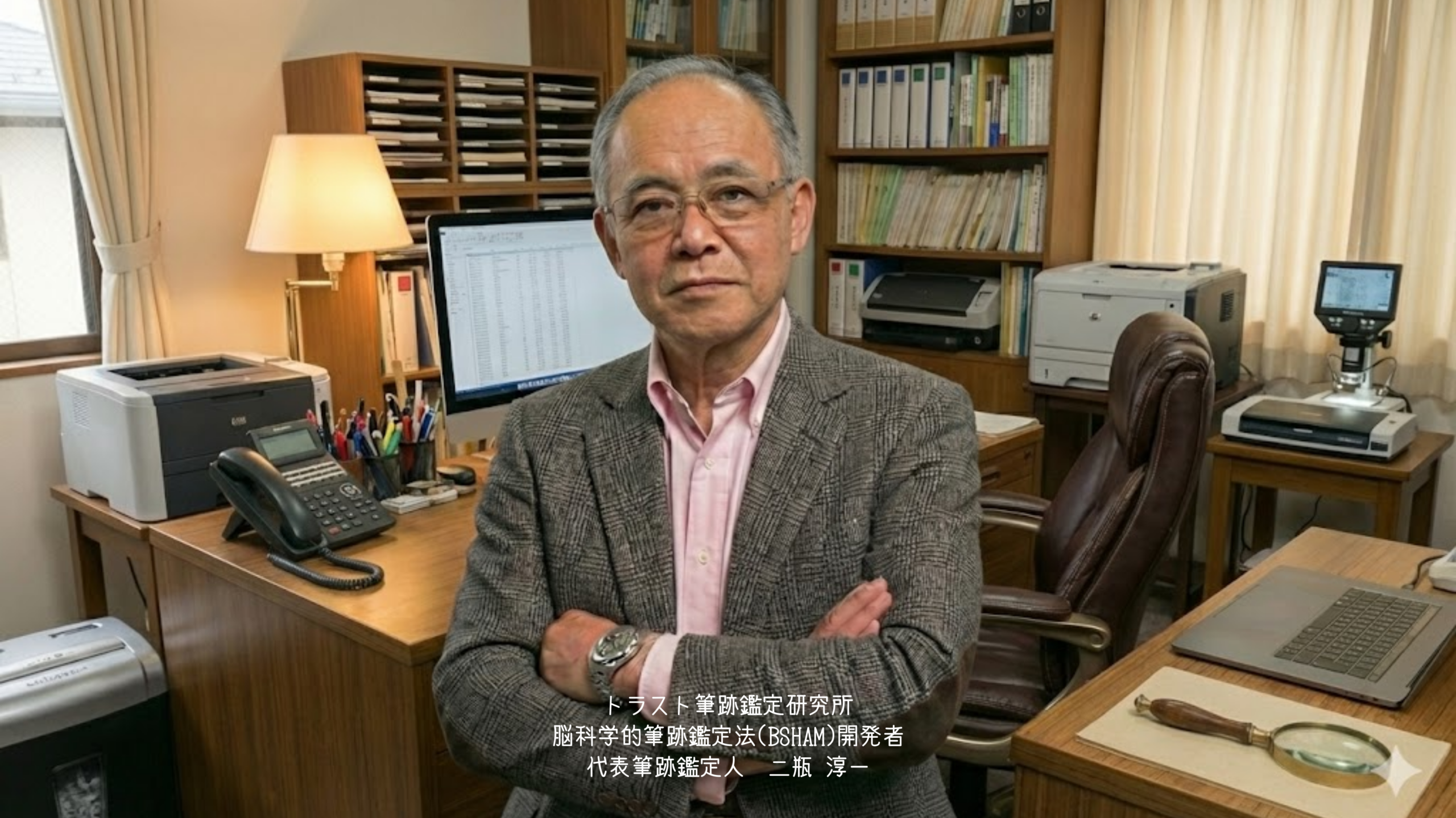 トラスト筆跡鑑定研究所 代表 二瓶淳一（BSHAM開発者） 実務オフィスの風景